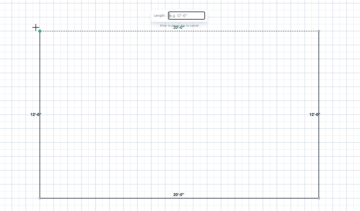 Sketching a deck footprint on the DeckBuild canvas